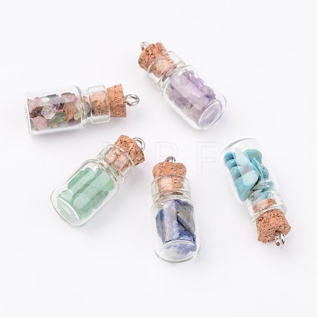 Glass Bottle Pendants X-PALLOY-JF00248-1