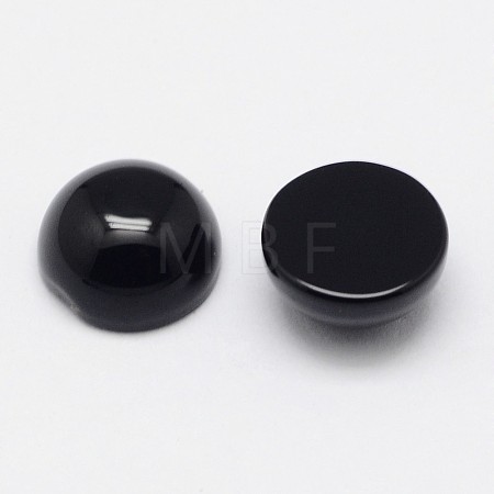 Natural Dyed & Heated Black Agate Cabochons X-G-F313-01-10mm-1