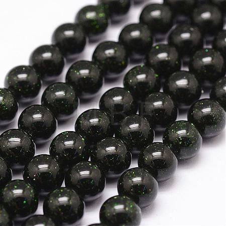 Synthetic Green Goldstone Beads Strands G-N0178-02-8mm-1