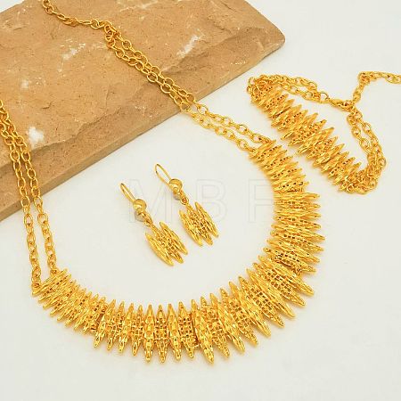 Vintage Alloy Spiked Fringe Bracelet & Necklace & Earrings Set for Women IV1181-1