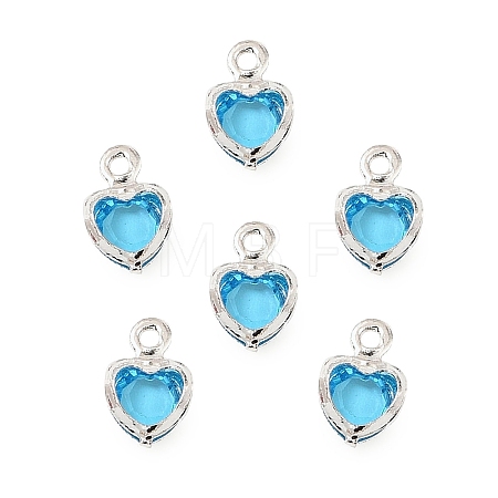 Heart Brass Glass Charms LS-KK-S385-01S-08-1