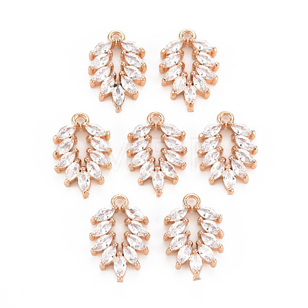 Rack Plating Brass Micro Pave Clear Cubic Zirconia Pendants KK-T060-33-RS-1