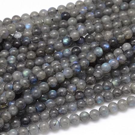 Natural Labradorite Round Bead Strands G-O087-05-6mm-1