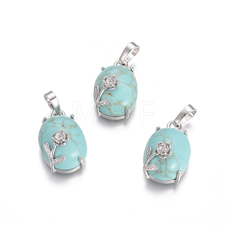Synthetic Turquoise Pendants G-L512-I06-1