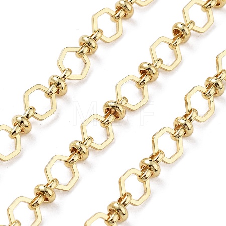 Rack Plating Brass Hexagon Link Chains CHC-G023-04G-1