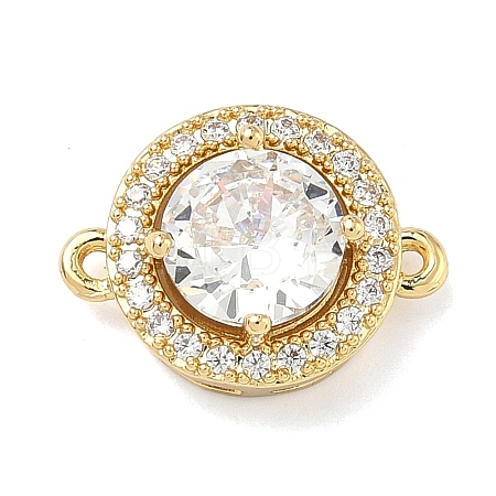 Brass Pave Clear Cubic Zirconia Connector Charms KK-C254-09G-1