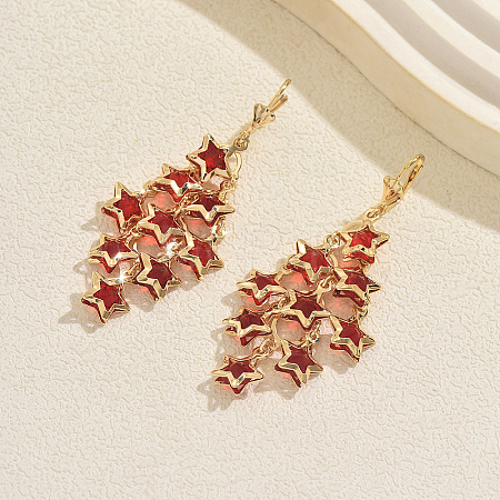 Star Brass & Glass Tassel Hoop Earrings OD1871-1-1
