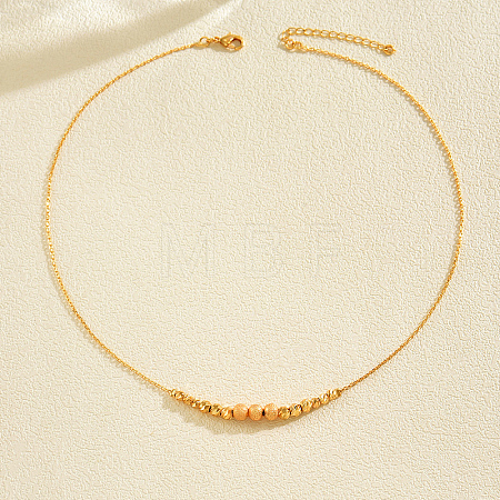Brass Matte Round Graduated Beaded Necklaces for Women WB0357-1