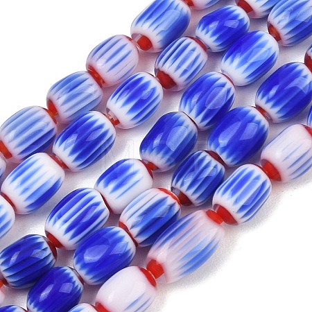 Handmade Millefiori Glass Oval Beads Strands LK-Z001-02B-06-1