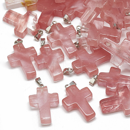 Cherry Quartz Glass Pendants G-T080-17-1