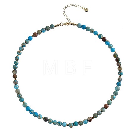 Bohemian 5mm Dyed Natural Imperial Jasper Round Beaded Necklaces for Women MF9684-7-1