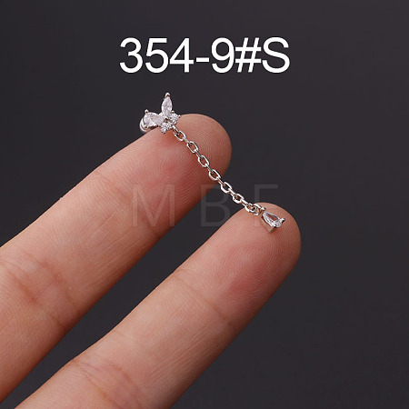 316L Stainless Steel Micro Pave Cubic Zirconia Cartilage Earrings WG094CA-09-1