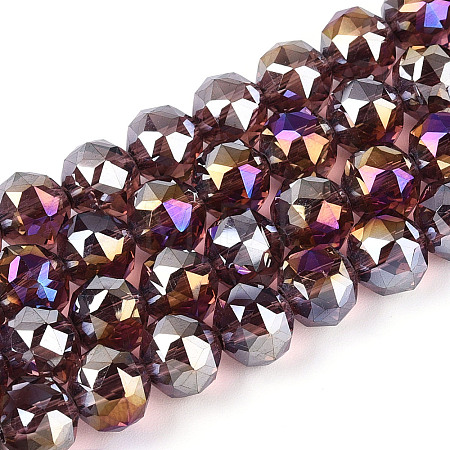 AB Color Plated Transparent Glass Round Beads Strands EGLA-T029-8mm-12T-06-1