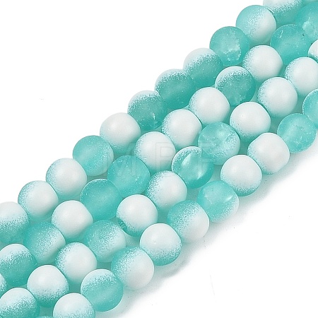 Frosted Crackle Glass Beads Strands GLAA-U001-8mm-M02-1