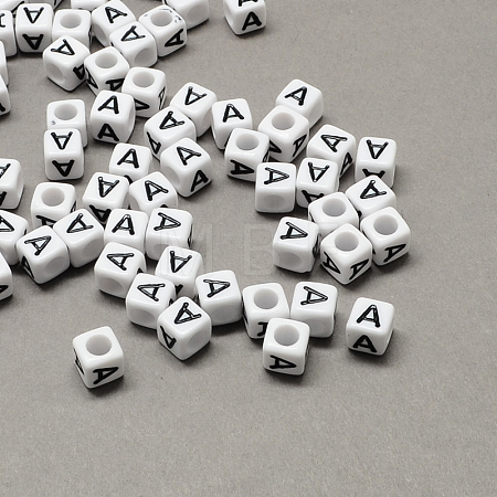 Large Hole Acrylic Letter European Beads X-SACR-Q103-6mm-01A-1