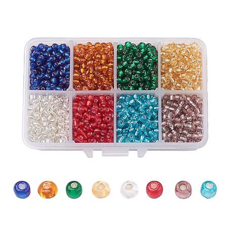 1 Box 6/0 Glass Seed Beads Silver Lined Round Hole Loose Spacer Beads SEED-X0050-4mm-02-1