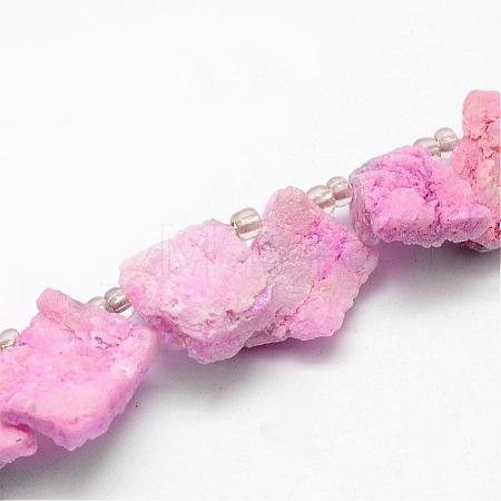 Electroplated Natural Agate Bead Strands G-G893-04-1