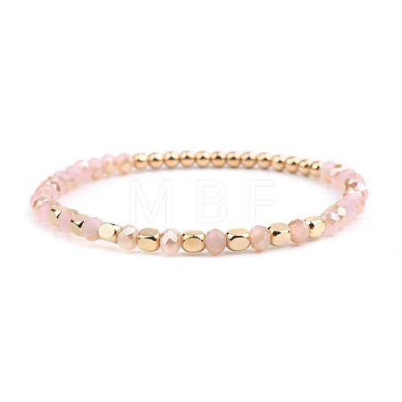 Narual Amber & Synthetic Non-magnetic Hematite Beads Stretch Bracelets for Women LS-KP6261-5-1