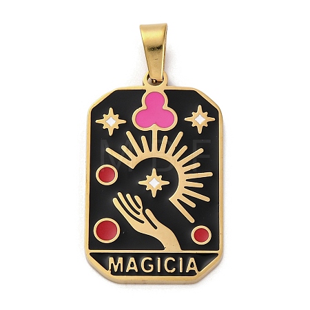 Ion Plating(IP) 304 Stainless Steel Enamel Pendants STAS-Q003-01G-022-1