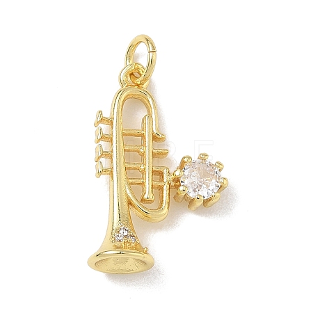 Brass Micro Pave Clear Cubic Zirconia Pendants KK-D289-01G-13-1