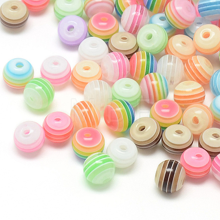 Transparent Stripe Resin Beads X-RESI-S345-8mm-M-1