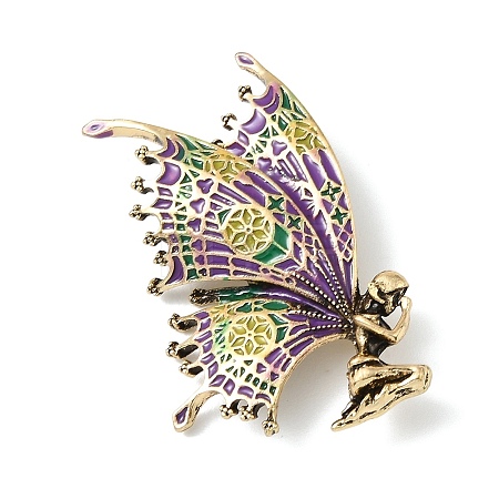 Fairy & Butterfly Enamel Brooch Pins JEWB-A041-02AG-02-1