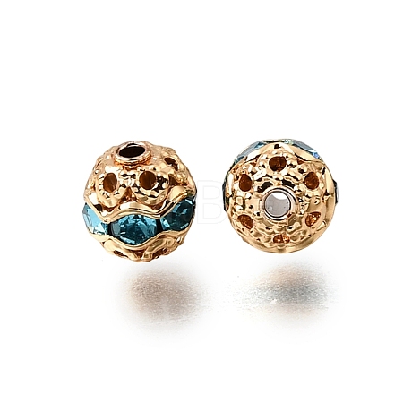 Brass Rhinestone Beads RB-K001-01G-02-1