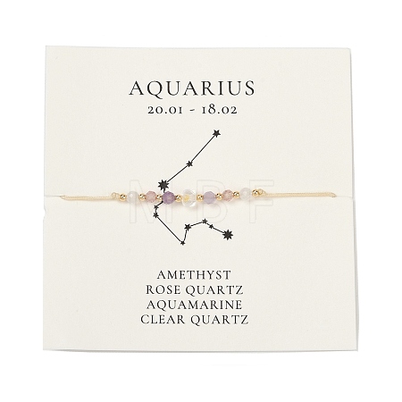 Natural stone constellation bracelet with 12 zodiac signs X-NR2952-10-1