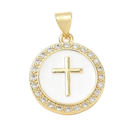 Religion Cross Brass Micro Pave Clear Cubic Zirconia Pendants CU-CBA83A6-03B-G02-1