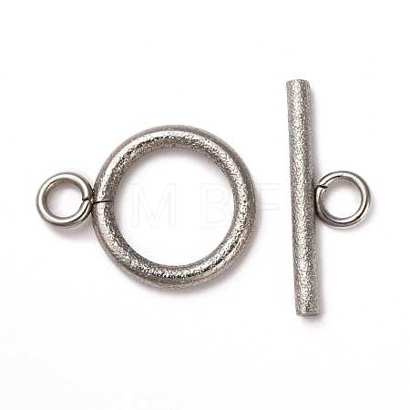 Tarnish Resistant 304 Stainless Steel Textured Toggle Clasps STAS-A048-01P-1