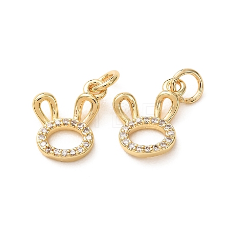 Brass Micro Pave Clear Cubic Zirconia Pendants CU-E003-18G-15-1