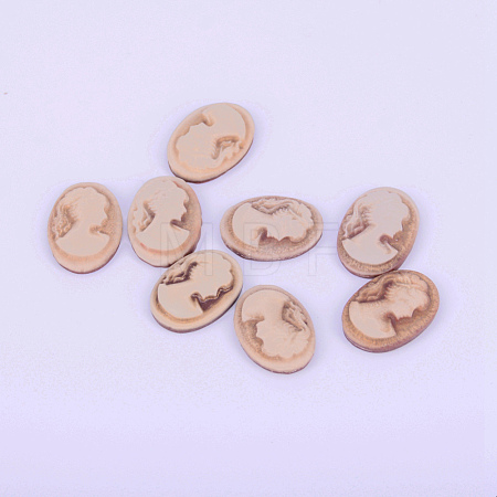 Resin Cameo Lady Head Cabochons CRES-WH0002-01F-1