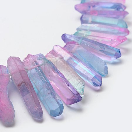 Electroplate Natural Quartz Crystal Beads Strands X-G-F462-01D-1