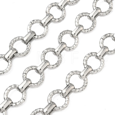 304 Stainless Steel Textured Ring Link Chains CHS-K023-11B-P-1