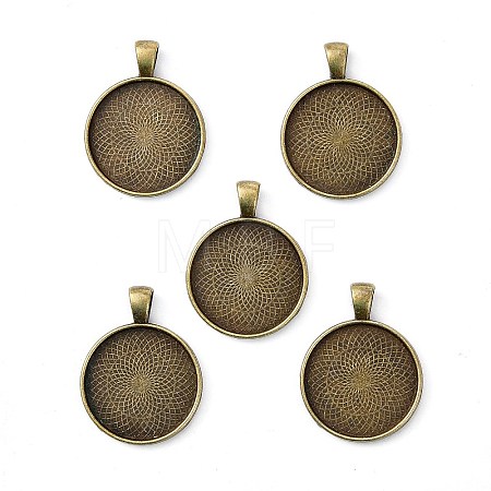 Tibetan Style Alloy Pendant Cabochon Settings X-TIBEP-Q045-048AB-NR-1
