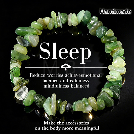 Natural Prehnite Chip Beaded Stretch Bracelets JI5766-3-1