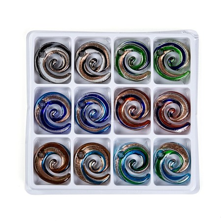 Handmade Silver Foil Lampwork Pendants FOIL-S115-B-1