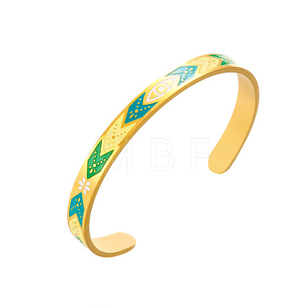 304 Stainless Steel Enamel  Cuff Bangles for Women FS-WG27A3B-02-1