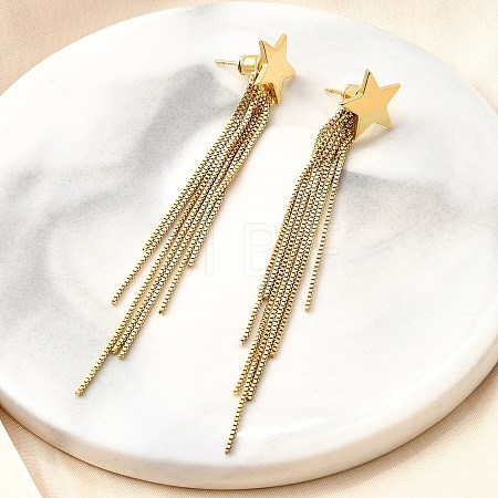 Rack Plating Brass Star Ear Studs EJEW-P226-15G-1