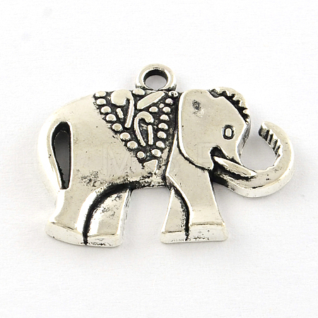 Elephant Tibetan Style Alloy Pendants X-TIBEP-R344-52AS-LF-1