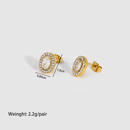 Fashionable 304 Stainless Steel Cubic Zirconia Stud Earrings TM2512-4-1