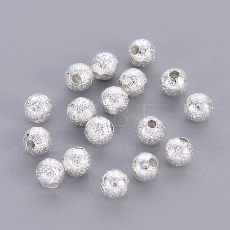 Brass Textured  Round Beads X-KK-EC247-S-NF-1