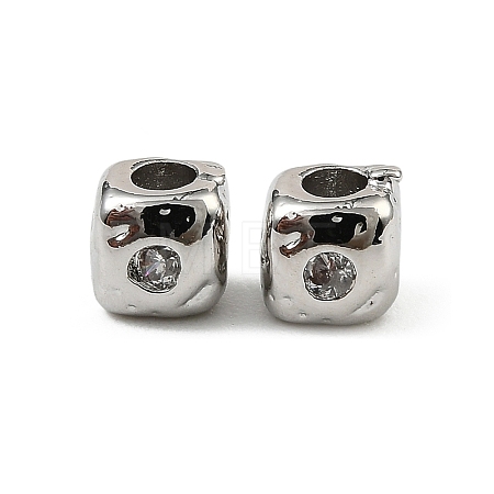 Brass Clear Cubic Zirconia Beads KK-D106-10P-1