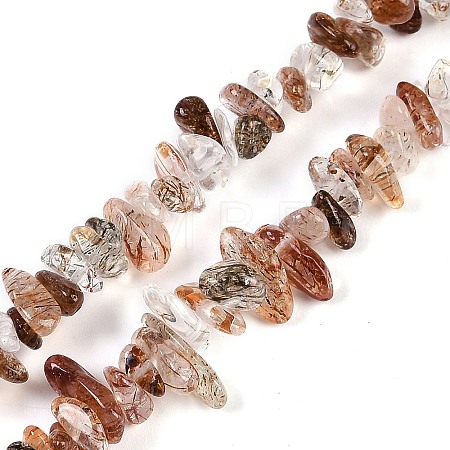 Natural Black Gold Rutilated Quartz Beads Strands G-G905-20-1
