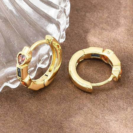 Brass Pave Cubic Zirconia Hoop Earrings KK-CBAD104-04G-I-1