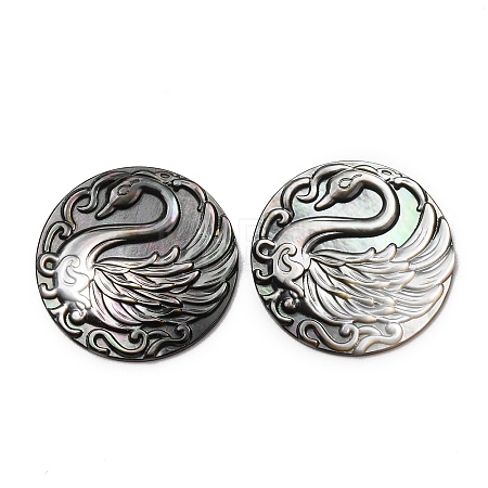 Natural Black Lip Shell Carved Cabochons SHEL-G024-03A-1
