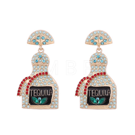 Zinc Alloy Rhinestone Dangle Stud Earrings FS-WG8FD93-02-1