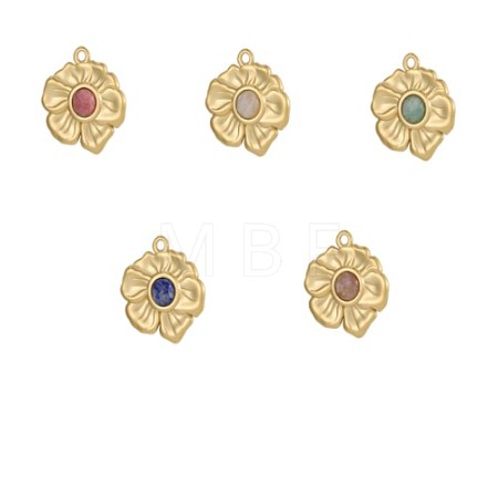 304 Stainless Steel & Natural Gemstone Beaded Pendants STAS-OY010-25G-1