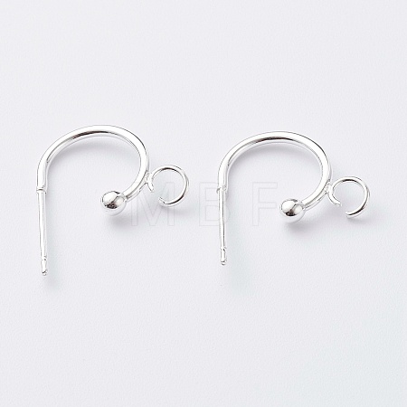 304 Stainless Steel Half Hoop Earrings X-STAS-Z028-B02-S-1