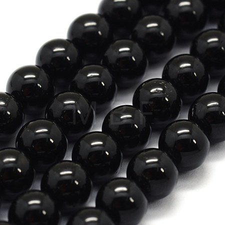 Natural Black Tourmaline Beads Strands G-G763-01-8mm-AB-1